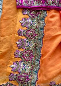 Handwork Heavy Saree For Wedding Reception