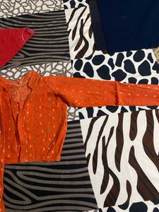 Orange blouse with Geometric Print