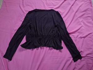 Chic Black Long Sleeve Peplum Top