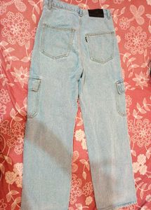 Light Wash Denim Cargo Jeans