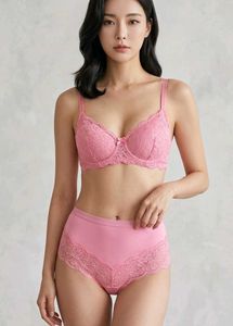 Pink Lace Bra and Panty Set