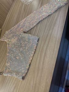 H&amp;M New Sparkly Sequin One-Sleeve Crop Top