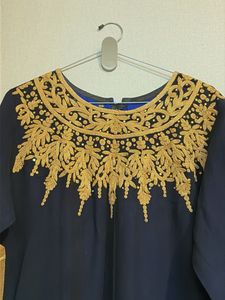 Royal Blue &amp; Black Embroidered Kurti