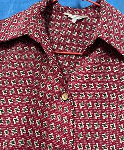 Vintage Geometric Print Button-Up Shirt