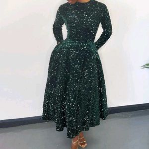 Emerald Green Sparkle Midi Dress