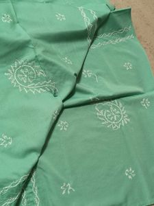 Mint Green chikankari bedsheet with pillow cover