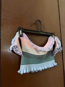 Striped Off-Shoulder Ruffle Top