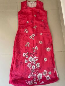 Bright Pink Floral Kurta Set