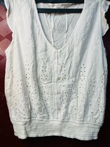 Chic White Eyelet Blouse