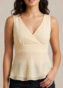 Cream V-Neck Wrap Top