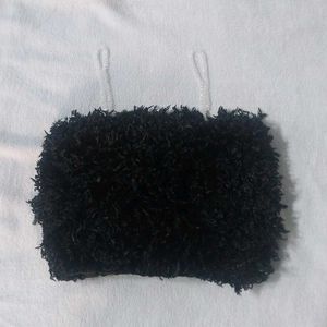 Fluffy Black Crop Top