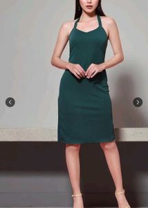 Elegant Green Halter Neck Dress