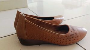 Comfortable Tan Perforated Ballet Flats