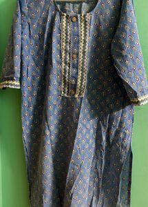 Blue Printed Kurta With Pants