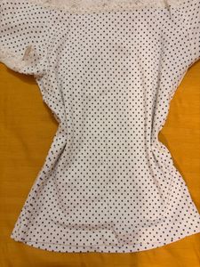 White Polka Dot Off-Shoulder Top