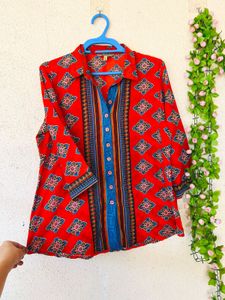 Vibrant orange Ethnic Printed Kurta