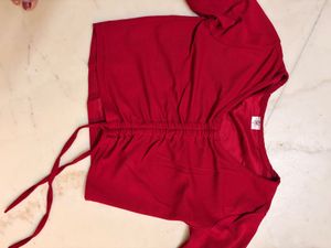 Chic Red Bell Sleeve Crop Top