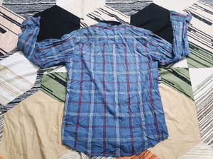 Men's Blue Plaid Long Sleeve Shirt