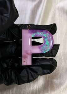 Resin Initial P Keychain