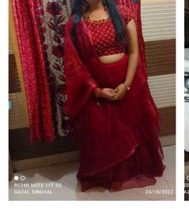Maroon Ruffled Lehenga Choli Set