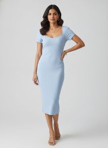 Light Blue Ribbed mini Dress