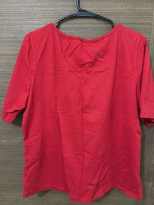 Red Square Neck Top