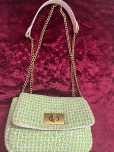H&amp;M Green Tweed Chain Bag