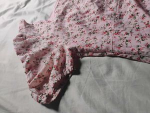 Pink Floral Puff Sleeve Mini Dress