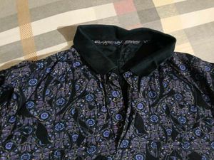 Stylish Printed Short Sleeve Collared Top