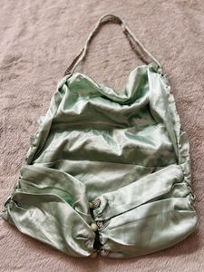 Elegant Mint Green Satin Clutch