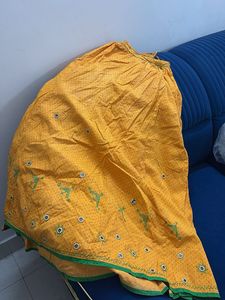 Green &amp; Yellow Embroidered Lhenga Choli