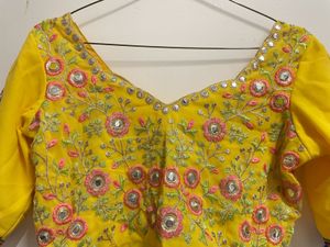 Vibrant Yellow Embroidered Lehenga Skirt and blous