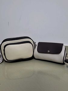 Stylish Cream & Black Crossbody Bags Set