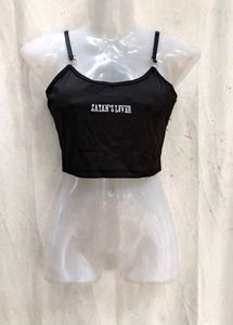 19238. Black Crop Top "Satan's Lover"