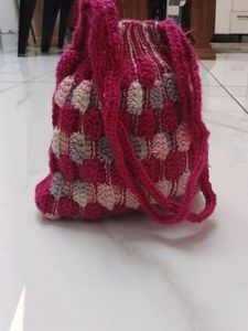 Handmade Crochet Drawstring Pouch Bag