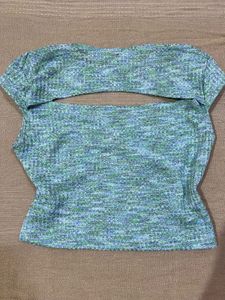 Ribbed Cutout Crop Top with Bow