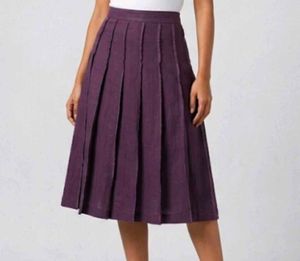 Purple Pleated Midi Skirt