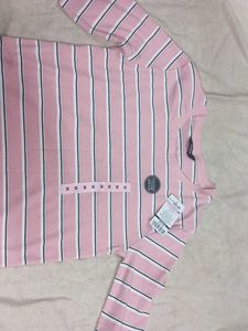 Pink Striped Long Sleeve Top
