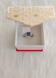 92.5 Sterling Blue Stone Ring Wth Hallmark