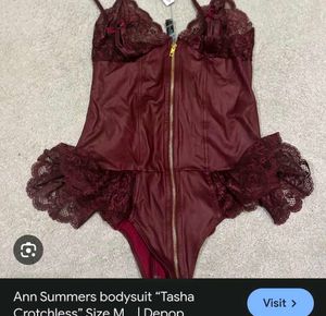 Ann Summers Burgundy leather Bodysuit