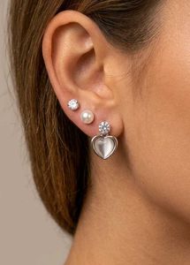 Chic Heart & Pearl Earring Set