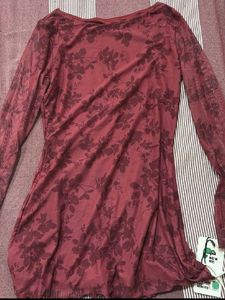 Maroon Floral Velvet Mini Dress