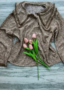 Floral Print Peter Pan Collar Top,Korean top