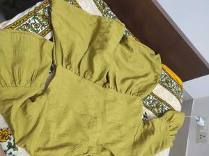 Chic Olive Green Textured Top