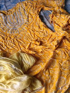Yellow Bandhani Kurta Set with Dupatta
