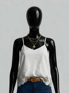 White Lace Trim Cami Top