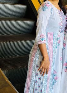 White Block Print Kurta