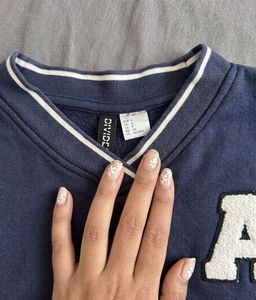 Navy Cropped Sweatshirt with 'A' Detail