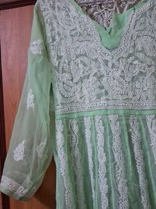 Lucknowi Chikan Long Kurta, Hardly Used.No inner