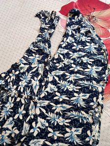 Blue Floral Print Tunic Top